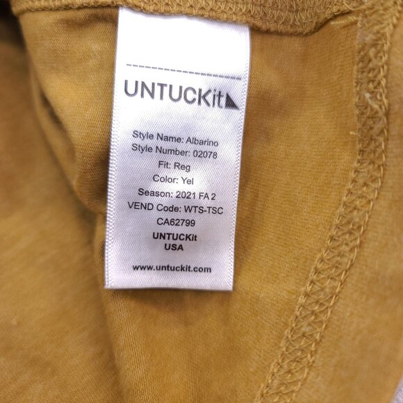 Untuckit Shirt Mens XL Regular Albarino Henley Yellow Cotton Long Sleeve Top - Picture 6 of 7
